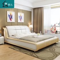Leather bed double bed small apartment leather bed 1 5 1 8 meters simple modern pneumatic storage wedding bed fashion big bed