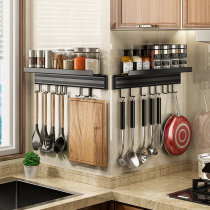 Kitchen Rack Wall-mounted Hook of Hook Iron Art Multifunction Shelve Free of perforated Scarless Containing Shelf Fur Towels