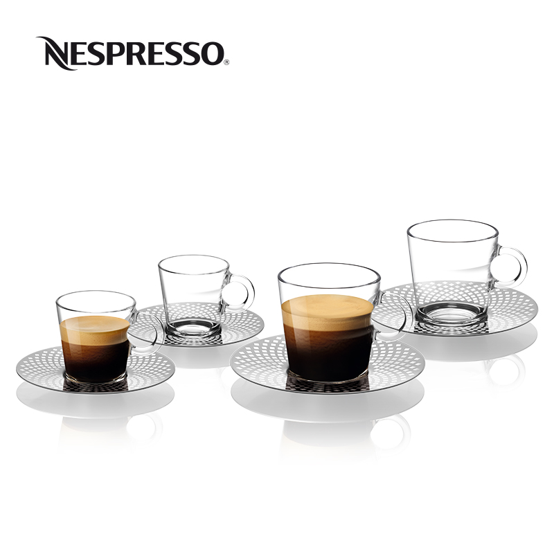 nespresso view series concentrated and large cup coffee cup and saucer set household simple tempered glass transparent