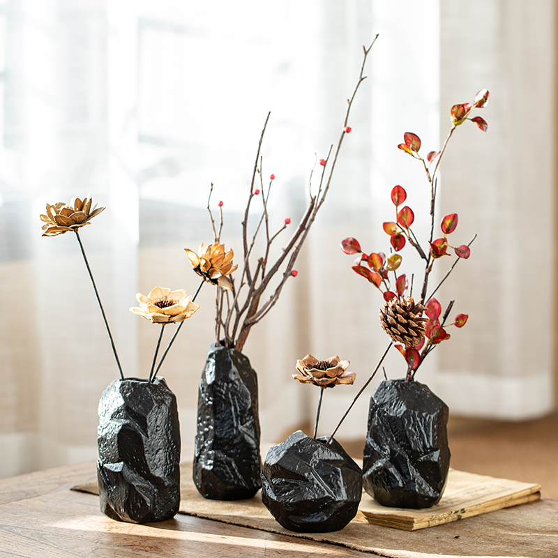 New Chinese style household act the role ofing is tasted furnishing articles imitation ceramic vase stone mesa adornment dried flower simulation flower, flower arrangement