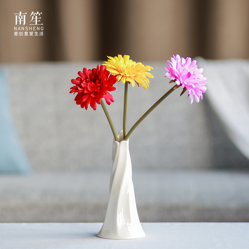 Nan sheng contracted household act the role ofing is tasted home furnishing articles white ceramic vase simulation flowers, dried flower crafts