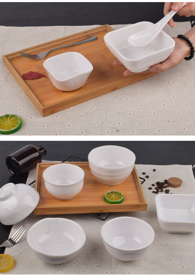 密胺白色小碗家用米饭碗餐具塑料食堂快餐汤碗粥碗仿瓷火锅调料碗