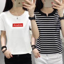 2021 summer new Korean version of womens clothing 200 pounds fat mm large size 桖 桖 t-shirt womens short-sleeved loose thin top tide