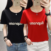 Fat plus size womens clothing fat mm2021 summer clothing new short-sleeved t-shirt womens loose thin Korean version of the tide top clothes