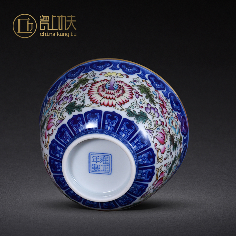 Jingdezhen ceramic cups from the single master cup of pure hand - made porcelain sample tea cup high - grade colored enamel tea set