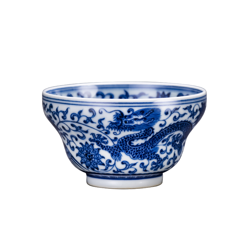 Blue and white longfeng masters cup single hand - made maintain cups of jingdezhen ceramic bowl kung fu tea tea tea cup