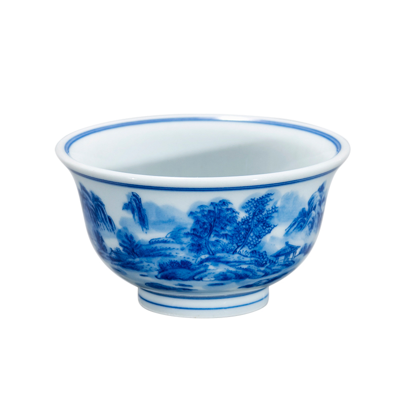 Jingdezhen imitation Ming yongle blue and white hand of master cup pure manual hand - made kung fu tea sample tea cup single CPU