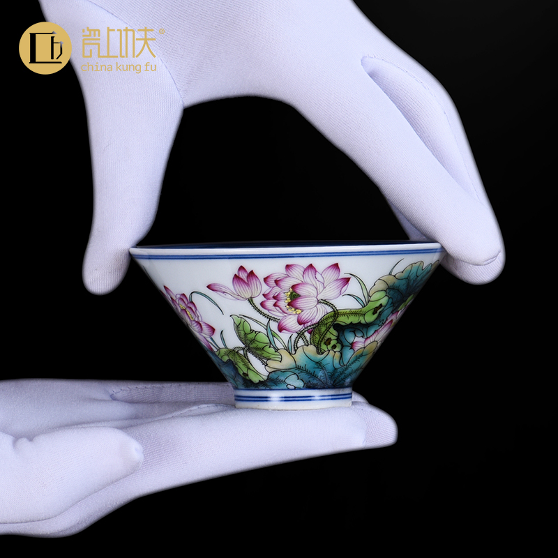 Jingdezhen ceramic perfectly playable cup hand - made of blue and white porcelain enamel see colour master kung fu tea cups of single cup sample tea cup by hand