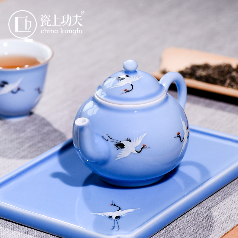 Porcelain on kung fu crane, jingdezhen ceramic teapot all hand kung fu tea box, little teapot teapot