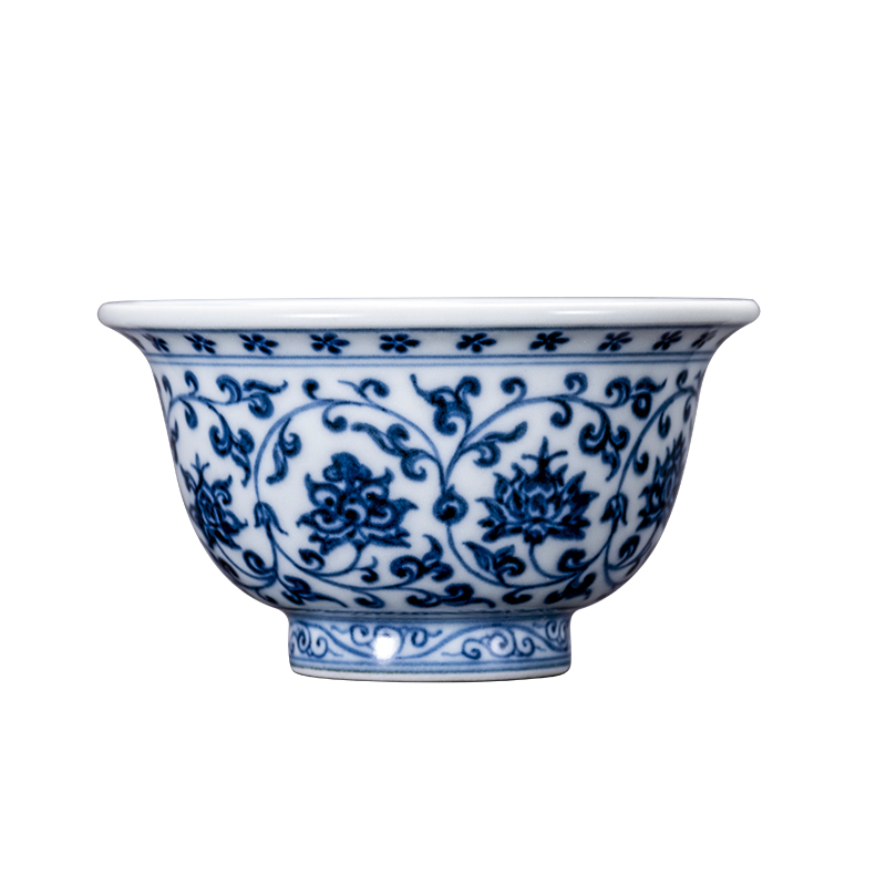 Jingdezhen antique blue - and - white Ming yongle hand - made maintain pressure hand of kung fu master ceramic cups cup single cup size