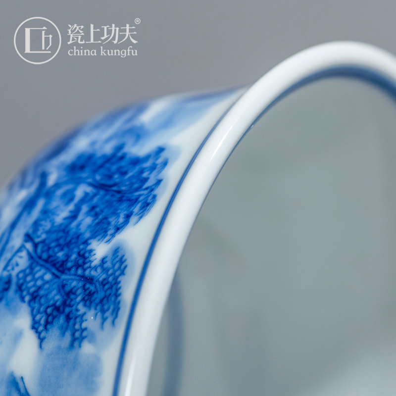 Jingdezhen imitation Ming yongle blue and white hand of master cup pure manual hand - made kung fu tea sample tea cup single CPU