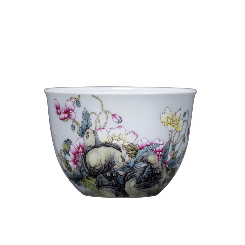 Porcelain kung fu jingdezhen ceramic cups in pastel corn poppy master single cup sample tea cup by hand