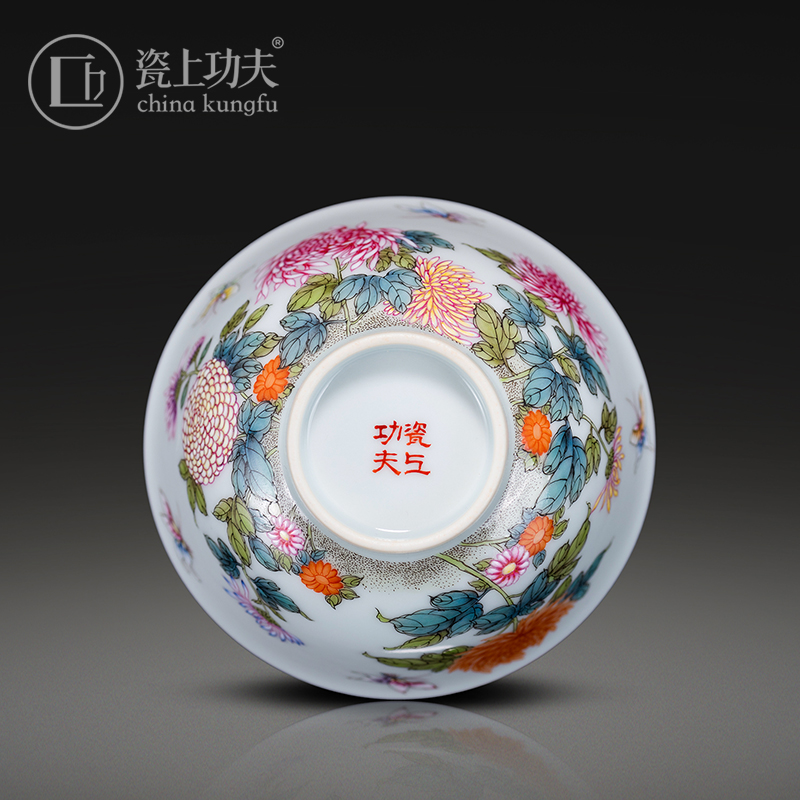 Manual hand - made colored enamel porcelain on kung fu Zou Juhua sample tea cup jingdezhen ceramic master kung fu tea cup