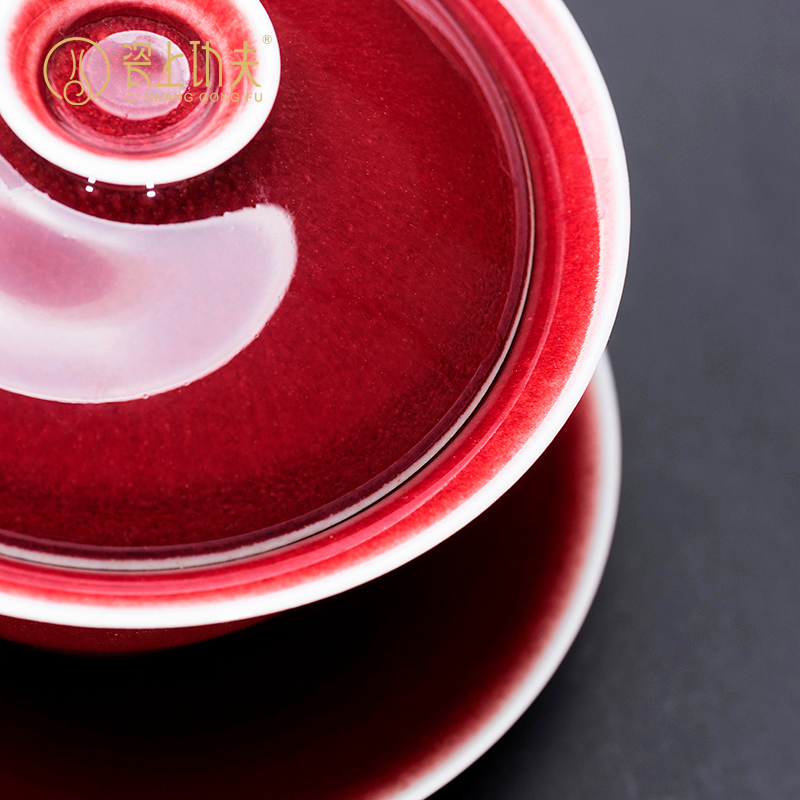 Jingdezhen ceramic tea set ruby red glaze tea manual kung fu tea set all three of the bowl tureen master CPU