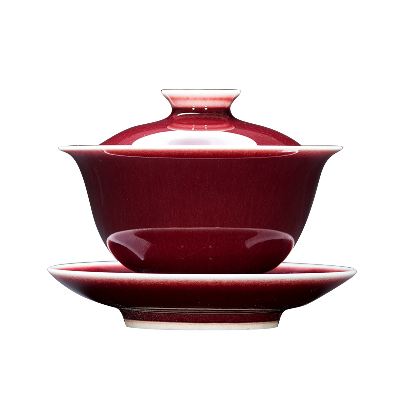 Jingdezhen ceramic tea set ruby red glaze tea manual kung fu tea set all three of the bowl tureen master CPU