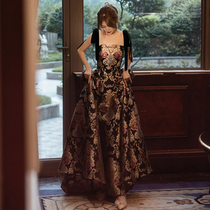 Annual meeting high - end evening dress 2023 Spring and summer new French vintage famous feast noble elegant bride toast suit