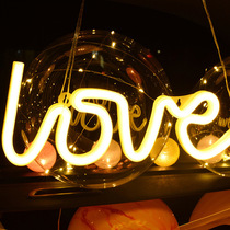 LOVE neon proposal confession Decoration lamp birthday arrangement Valentines Day flash letter lamp cotton ball lamp copper wire lamp