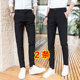 Pants men Korean version of the trend of slim men's casual pants nine-point men's pants autumn and winter plus velvet trousers feet trousers men Pants men Korean version of the trend of slim men's casual pants nine-point men's pants autumn and winter plus velvet trousers feet trousers men