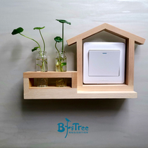 Hydroponic plant solid wood switch protective sleeve socket decorative frame minimalist light and luxurious switch to the living room office wall sticker