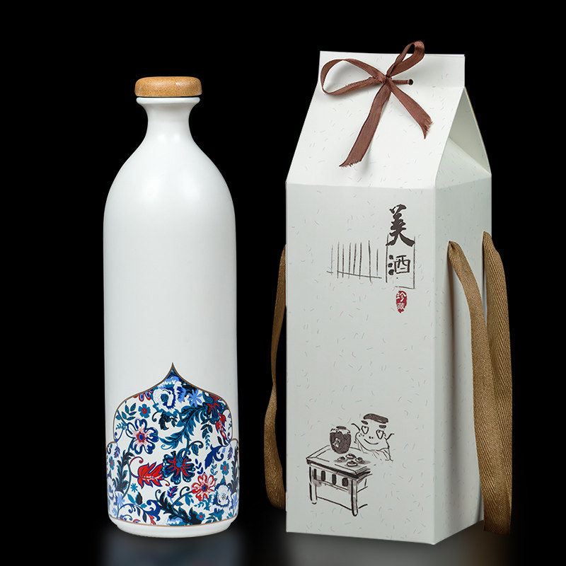 jingdezhen creative wine bottle household wine jug white wine small wine glass jug sealed ceramic one pound gift