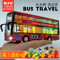 Alloy double-decker bus bus toy boy childrens toy car open large school bus bus model