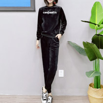 Cool Jia fashion parent-child clothing spring and autumn trend plus velvet simple and comfortable slim Korean casual two-piece female 3098