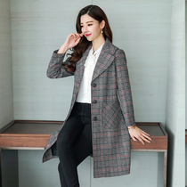 Cool Jia simple single-breasted spring and autumn slim elegant sweet plaid wool jacket female 689
