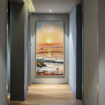 Chaoyang sea view sunrise entrance entrance to the House Vertical mural pure hand-painted oil painting corridor aisle living room hanging painting wall painting