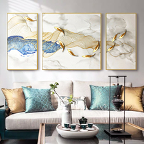 Hand-painted oil painting modern simple living room decorative painting Jiuyu picture striving for upstream sofa background wall hanging painting Triple painting