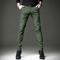 High color autumn new trend casual pants mens slim feet trousers mens pants Korean elastic simple bag tide