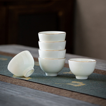 Sheep Jade kung fu tea cup white porcelain white jade tea small cup single ceramic single cup tea cup 6 sets Dehui