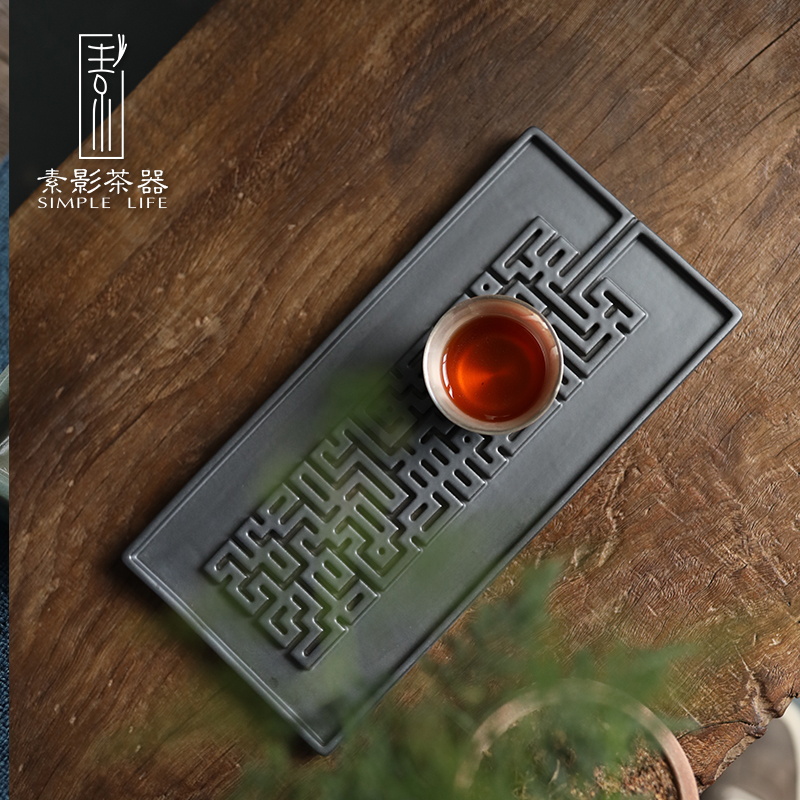 Plain film contracted style dry terms plate rectangular tea tray ceramic single pot of kung fu tea taking with manual tray