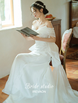 Ian (fishtail) 2021 new summer satin French light wedding dress skirt feminine temperament bride one shoulder