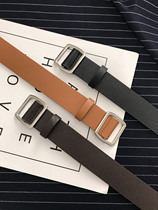 Non-porous belt men and women tide jeans Korean version of simple Joker Korean ins fashion Black Belt women decoration