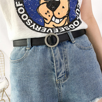 Net red non-porous belt women round buckle Korean version of ins fashion versatile simple decoration black pants belt women tide