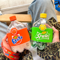 Net red creative Cola water bottle students men and women portable trend with straws plastic cup summer go out Cup