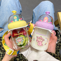 Bubble Dragon landscape plastic cup portable girl heart outdoor water Cup student creative trend personality high face value water bottle