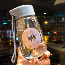 Korean version of the female cute super cute cup glass small fresh children students drinking cup portable explosion-proof carry with lid