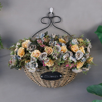 Living room wall flower basket simulation floral set fake flower hanging basket indoor decoration wall decoration hanging basket