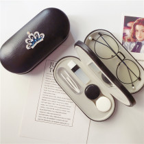 Frame glasses case ins portable double-layer dual-use contact lenses beauty pupil box wood grain anti-pressure dual-use storage box