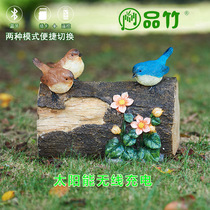 Bamboo solar Bluetooth speaker Wireless subwoofer Waterproof speaker Wood bird Garden speaker Lawn speaker