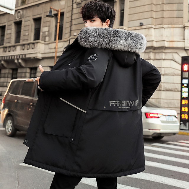 羽绒服男士中长款2019年新款帅气潮流爆款冬季潮牌学生外套派克服 羽绒服男士中长款2019年新款帅气潮流爆款冬季潮牌学生外套派克服