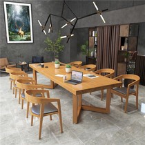 Nordic Solid Wood Meeting Table Long Table Library Large Desk Desk Desk Negotiation Table Chairs Combined Training Table Bench