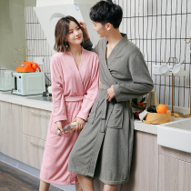 Pajamas Womens Spring and Autumn long hotel towels thin bathrobe couples robe than cotton absorbent quick-drying mens bathrobe