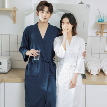Couple models a pair of bathrobe womens long spring and autumn thin mens nightgown hotel Ice Silk pajamas absorbent bathrobe summer