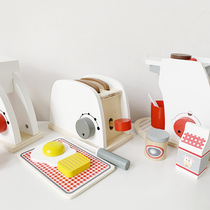 French original single childrens house toys kitchen coffee machine bread machine mixing solid wood baby breakfast