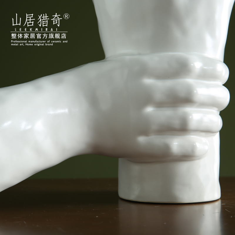 New Chinese style Nordic household soft outfit example room furnishings furnishing articles creative ceramic flower arranging flowers, holding a vase