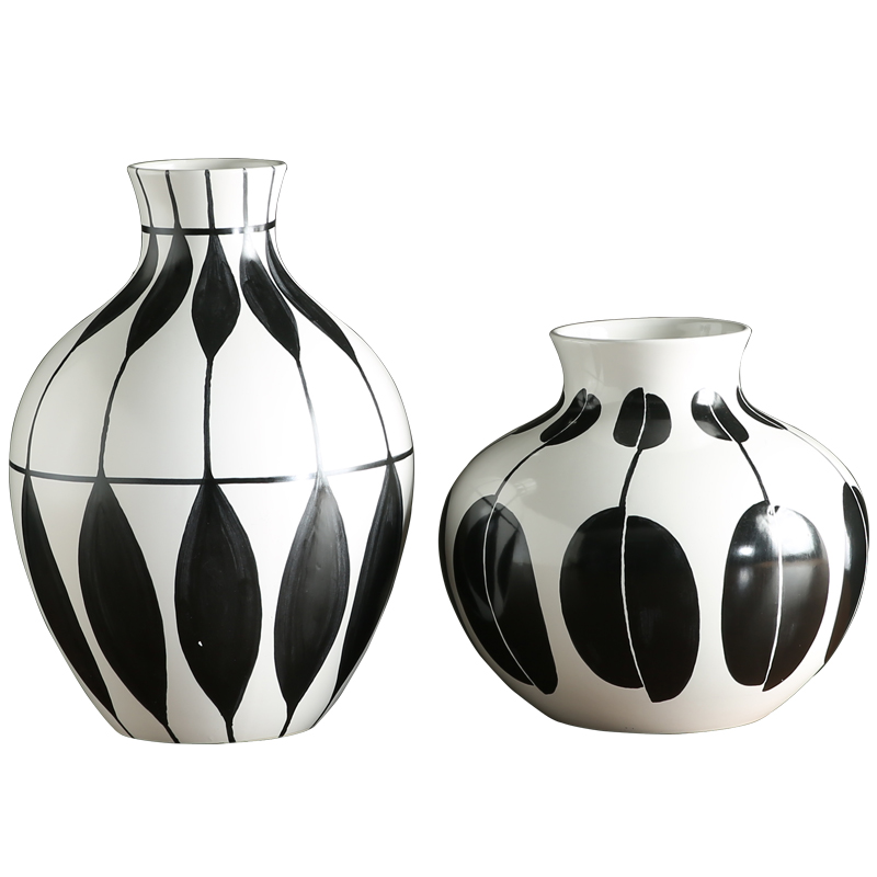 Modern European household ceramics Jane black and white vase furnishing articles sitting room TV cabinet table decoration creative flower arranging flowers