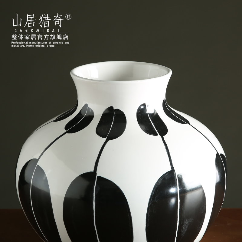 Modern European household ceramics Jane black and white vase furnishing articles sitting room TV cabinet table decoration creative flower arranging flowers