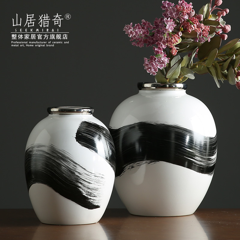 I Chinese ink painting ceramic vase fashion contracted sitting room ark adornment furnishing articles pottery flower arranging flowers